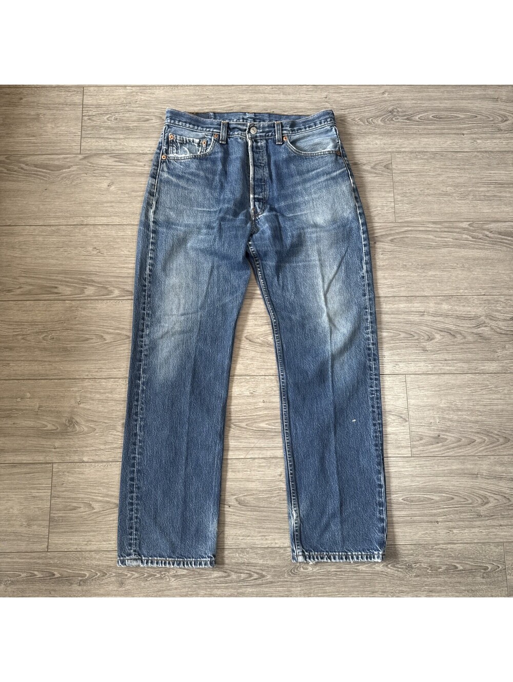 Vintage 90s Levis 501 Blue Button fly Denim Jeans 34x32 Actual 32x30